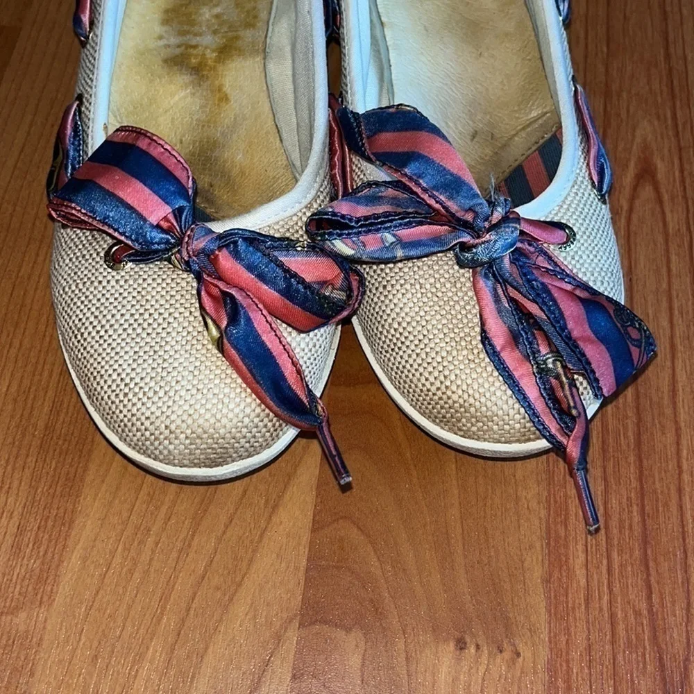 Sperry Ladies Ribbon Scarf Wedge Natural Gatsby Size 6